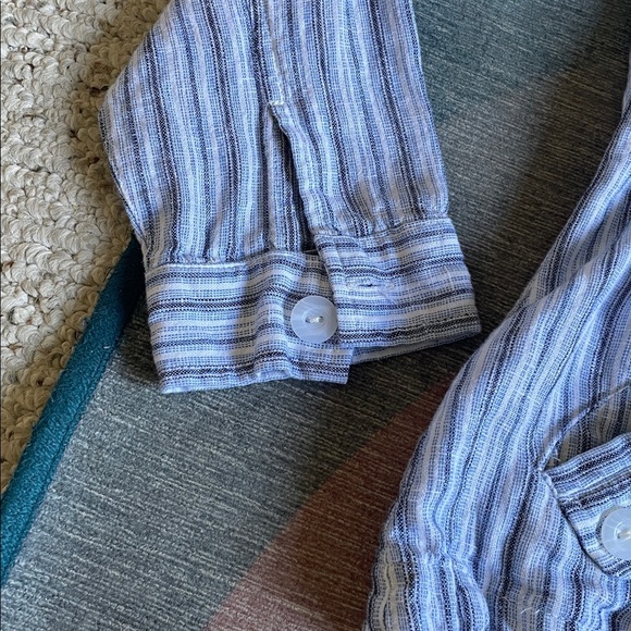 Christopher & Banks Coastal Blue and White Striped Linen Layering Jacket - Picture 10 of 12